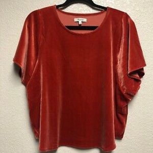 Madewell Velvet Butterfly Sleeve Top, size M